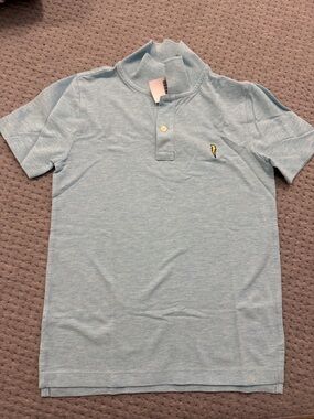 Crewcuts Light Blue Polo with Yellow Lightning Embroidery